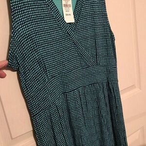 LLBean  Teal & Navy Checkered Dress